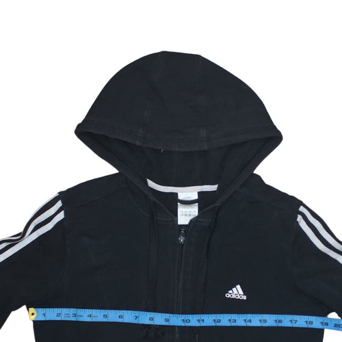 Adidas Women Black Full Zip Hoodie Size 16 Classic Sportswear