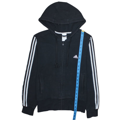 Adidas Women Black Full Zip Hoodie Size 16 Classic Sportswear