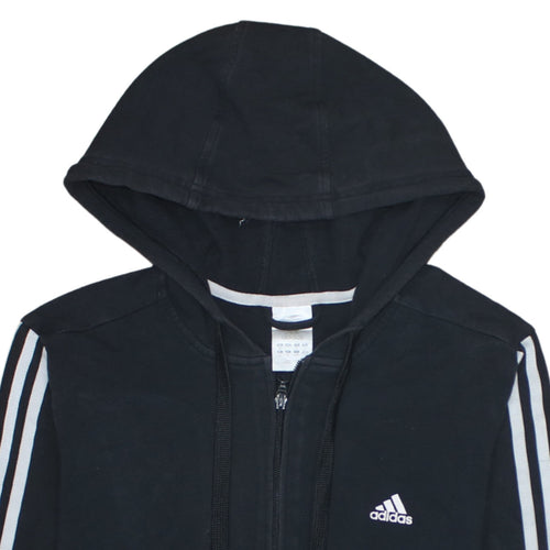 Adidas Women Black Full Zip Hoodie Size 16 Classic Sportswear