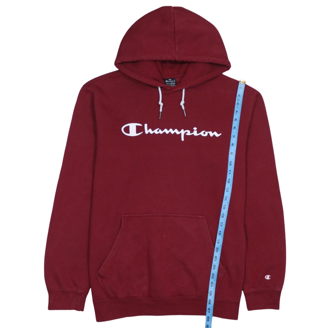 Champion Men's Red Pullover Hoodie 2XL Graphic Logo Sweatshirt