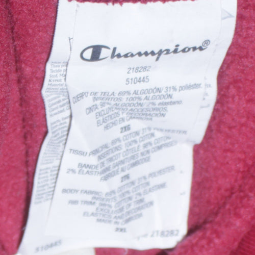 Champion Men's Red Pullover Hoodie 2XL Graphic Logo Sweatshirt