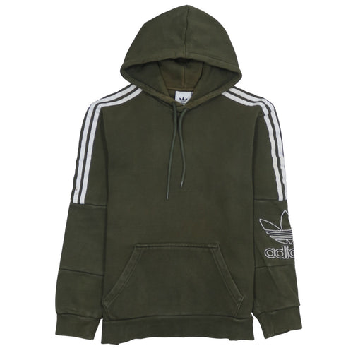 Adidas Mens Green Pullover Hoodie Small Logo Sportswear
