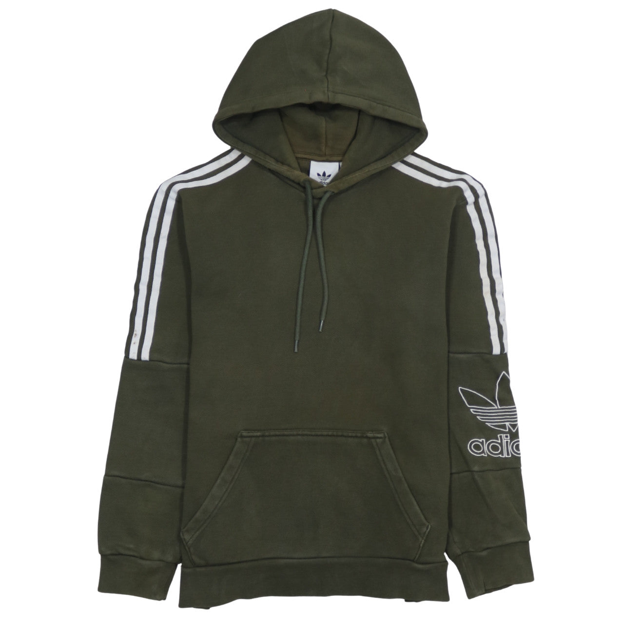 Adidas Mens Green Pullover Hoodie Small Logo Sportswear