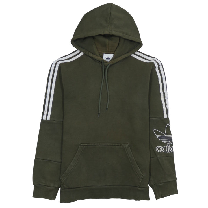 Adidas Mens Green Pullover Hoodie Small Logo Sportswear