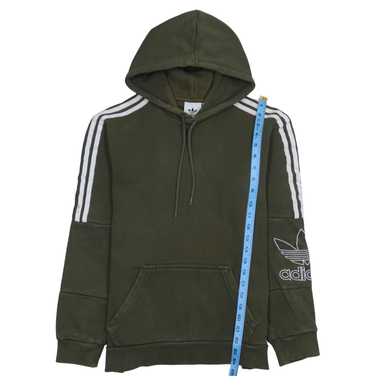 Adidas Mens Green Pullover Hoodie Small Logo Sportswear