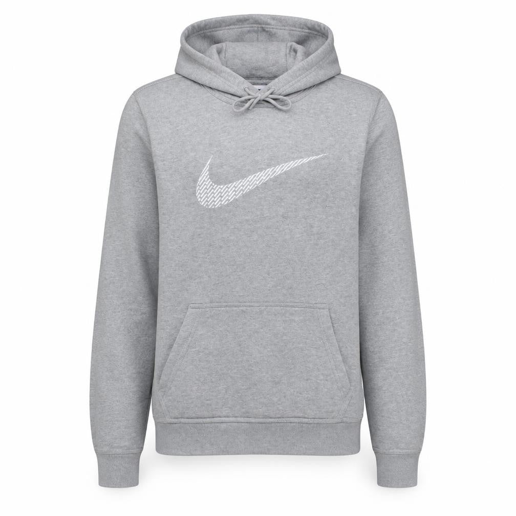 Front view of Nike Men's Grey Pullover Hoodie Small Logo Sports Sweatshirt