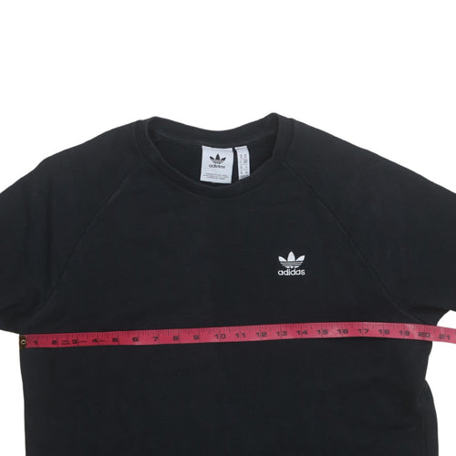Adidas Mens Black Crew Neck Pullover Sweatshirt M Regular Fit