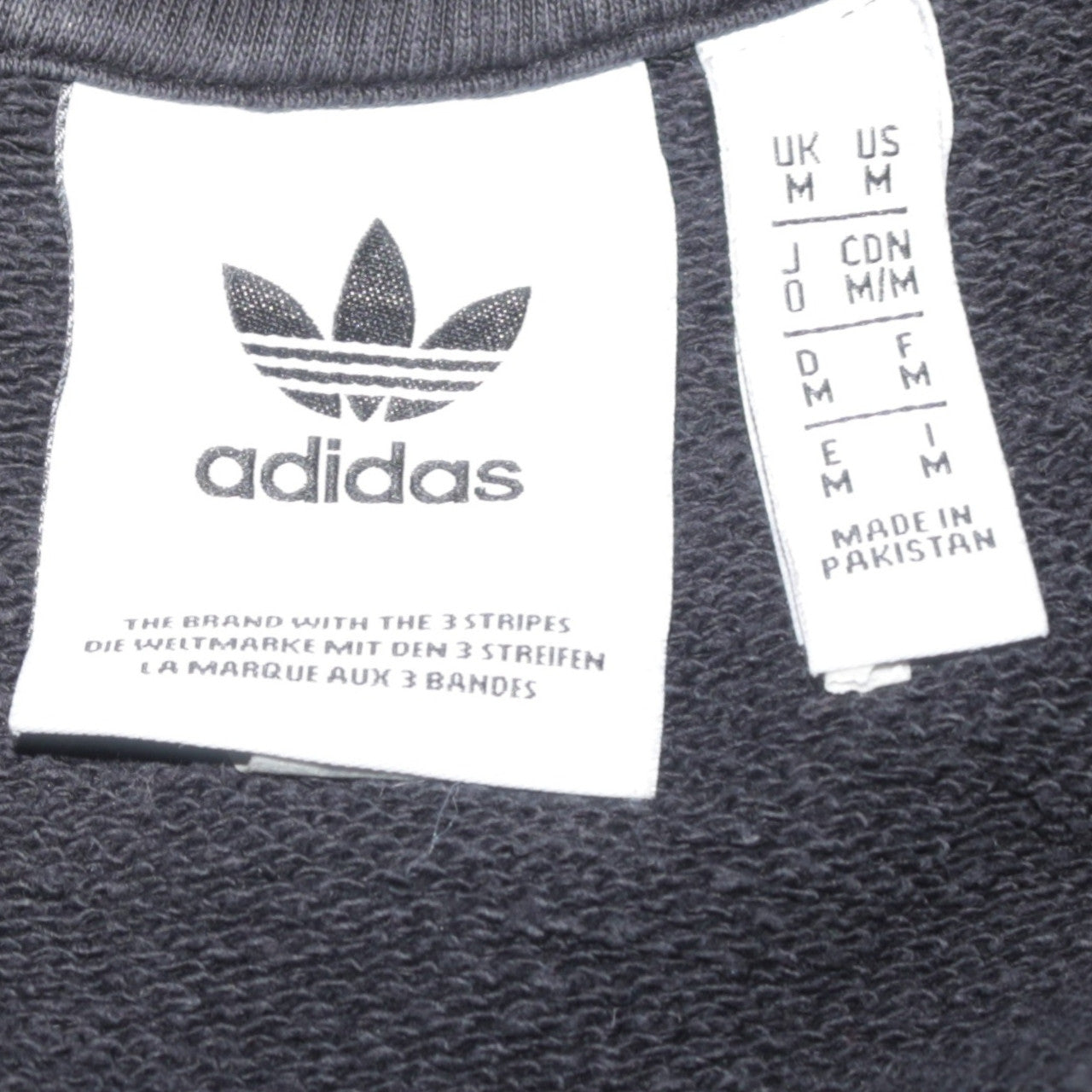 Adidas Mens Black Crew Neck Pullover Sweatshirt M Regular Fit