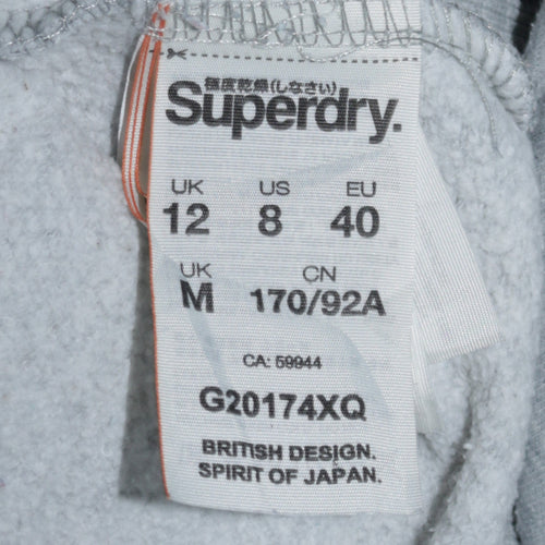 Superdry Women Grey Glitter Logo Pullover Hoodie Size 12 UK Medium