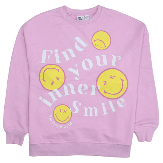 SmileyWorld Womens Pink Graphic Pullover Sweatshirt Size M 12/14