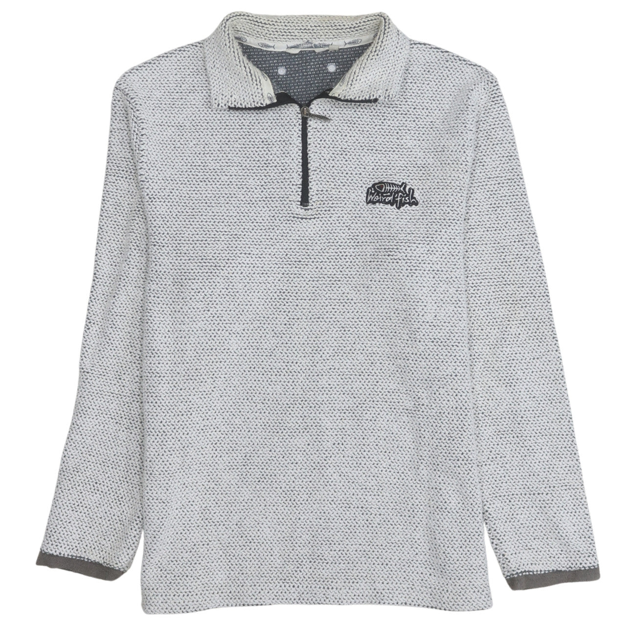 Weird Fish Men's Grey 1/2 Zip Knit Sweatshirt S Regular Fit