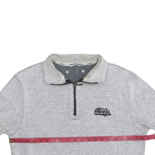 Weird Fish Men's Grey 1/2 Zip Knit Sweatshirt S Regular Fit