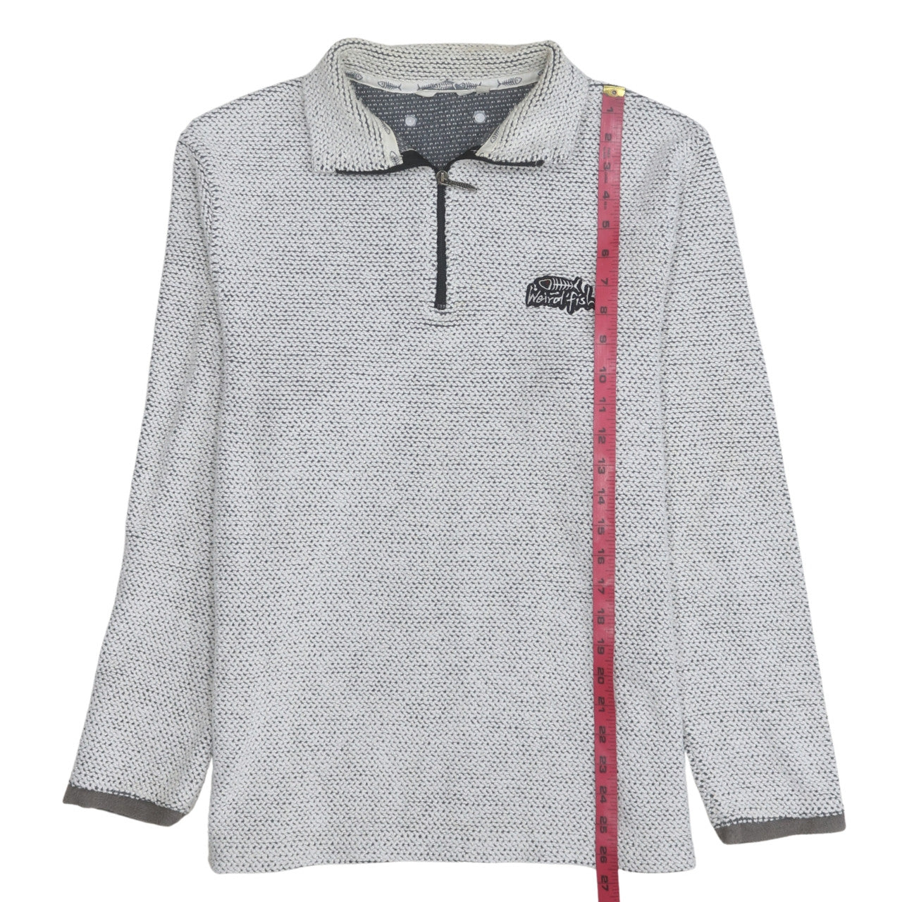 Weird Fish Men's Grey 1/2 Zip Knit Sweatshirt S Regular Fit