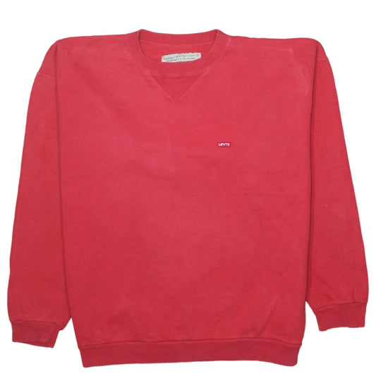 Levi's Womens Red Crew Neck Pullover Sweatshirt Size M Cotton