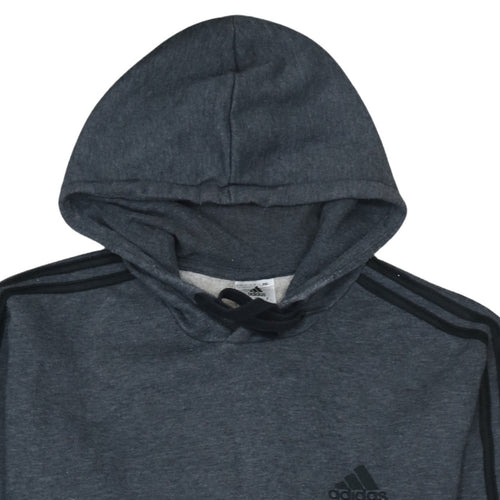 Adidas Men's Grey Pullover Hoodie L Regular Fit Sports Fleece