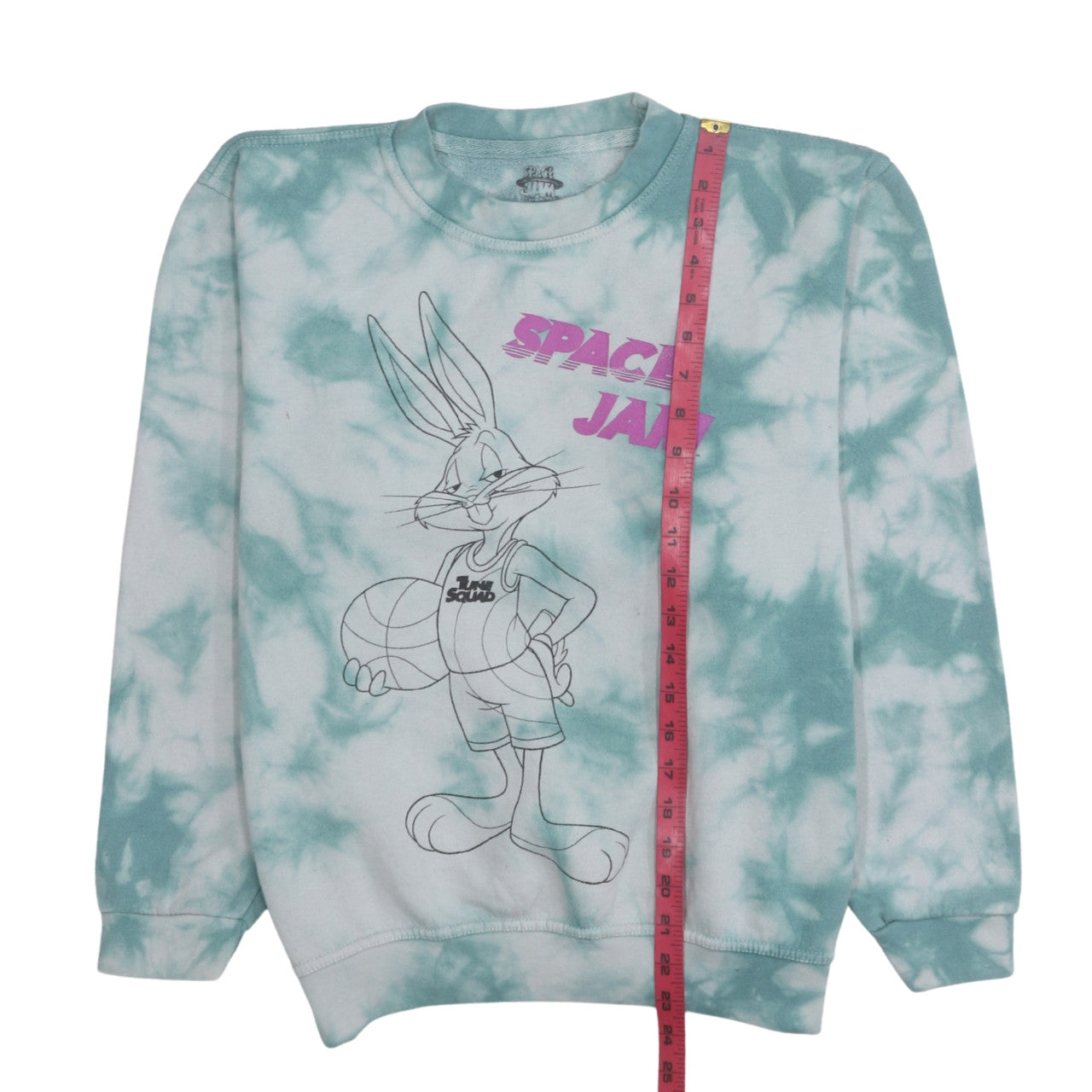 Space Jam Women’s Blue Tie-Dye Sweatshirt Medium Crew Neck Cotton Blend