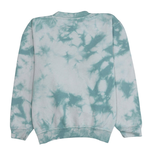 Space Jam Women’s Blue Tie-Dye Sweatshirt Medium Crew Neck Cotton Blend