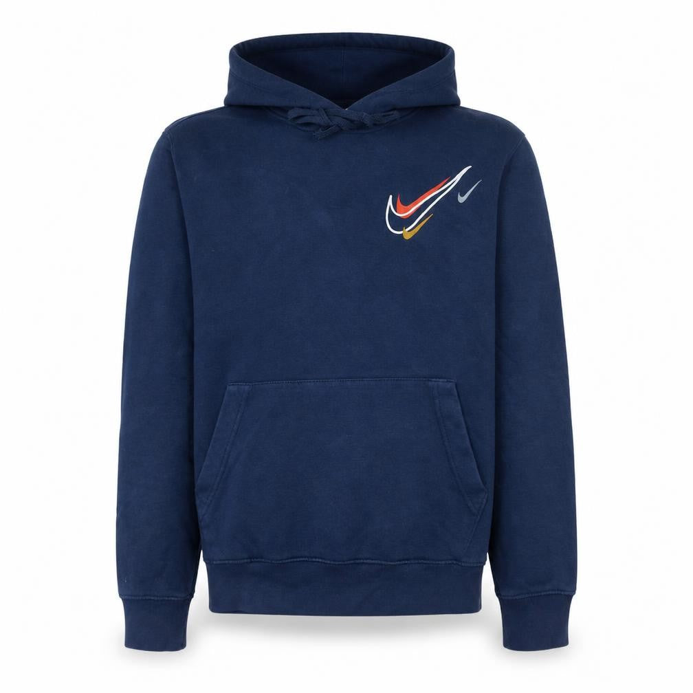 Front view of Nike Men's Blue Pullover Hoodie XS Graphic Logo Fleece