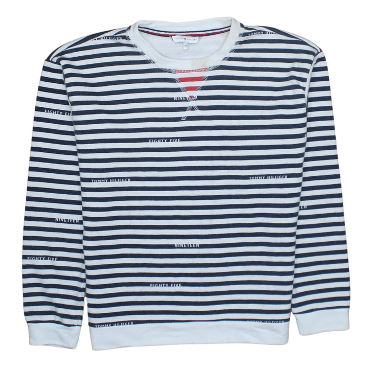 Tommy Hilfiger Women's Navy Stripe XS Pullover Sweatshirt