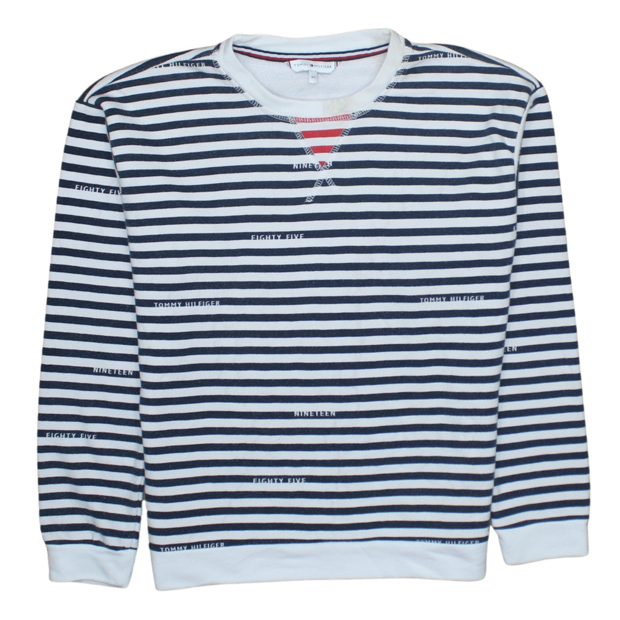 Tommy Hilfiger Women's Navy Stripe XS Pullover Sweatshirt
