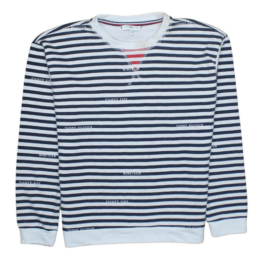 Tommy Hilfiger Women's Navy Stripe XS Pullover Sweatshirt