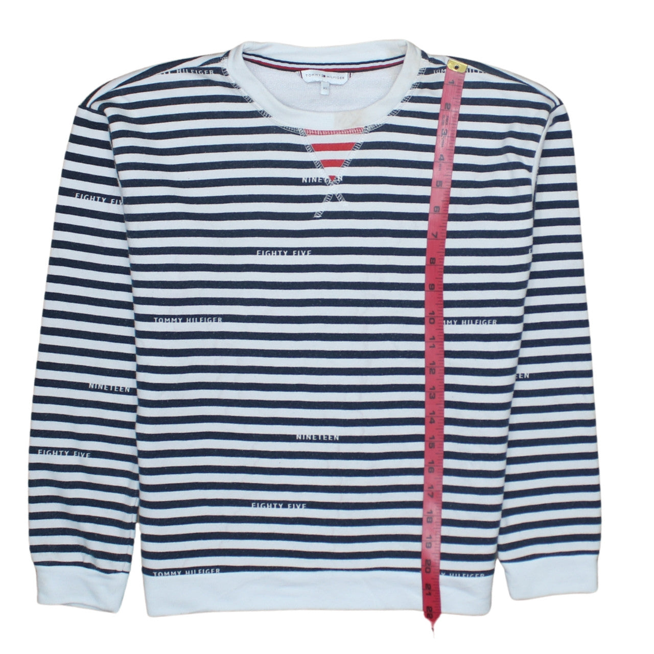 Tommy Hilfiger Women's Navy Stripe XS Pullover Sweatshirt