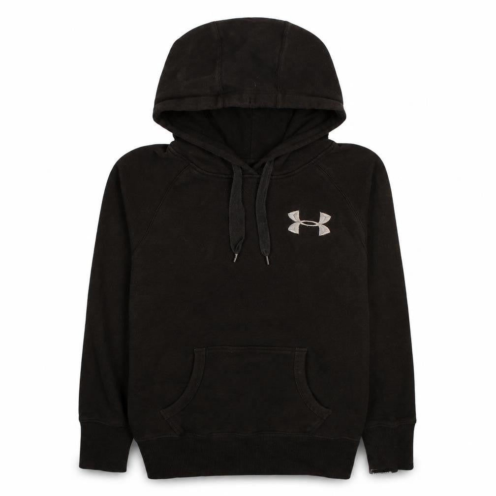 Front view of Under Armour Men's Black XS Pullover Hoodie Loose Fit ColdGear