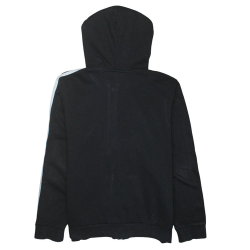 Adidas Womens Black Pullover Hoodie UK 12 Trefoil Logo 3-Stripes Cotton Blend
