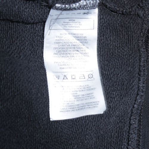 Adidas Womens Black Pullover Hoodie UK 12 Trefoil Logo 3-Stripes Cotton Blend