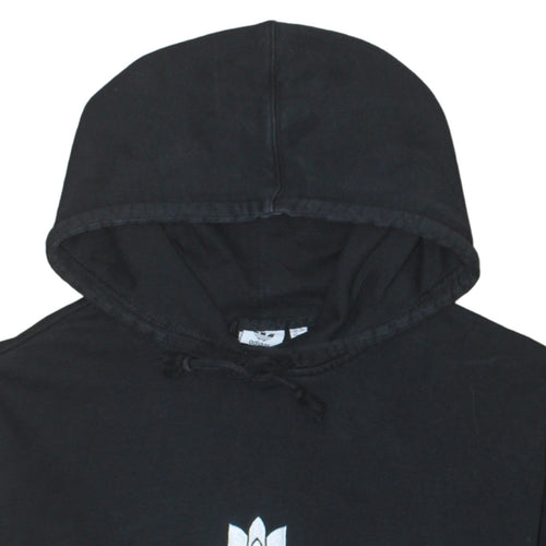 Adidas Womens Black Pullover Hoodie UK 12 Trefoil Logo 3-Stripes Cotton Blend