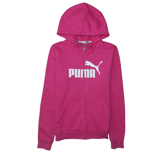 Puma Womens Pink Full Zip Hoodie Size 12 Medium Logo Hooded Sweatshirt