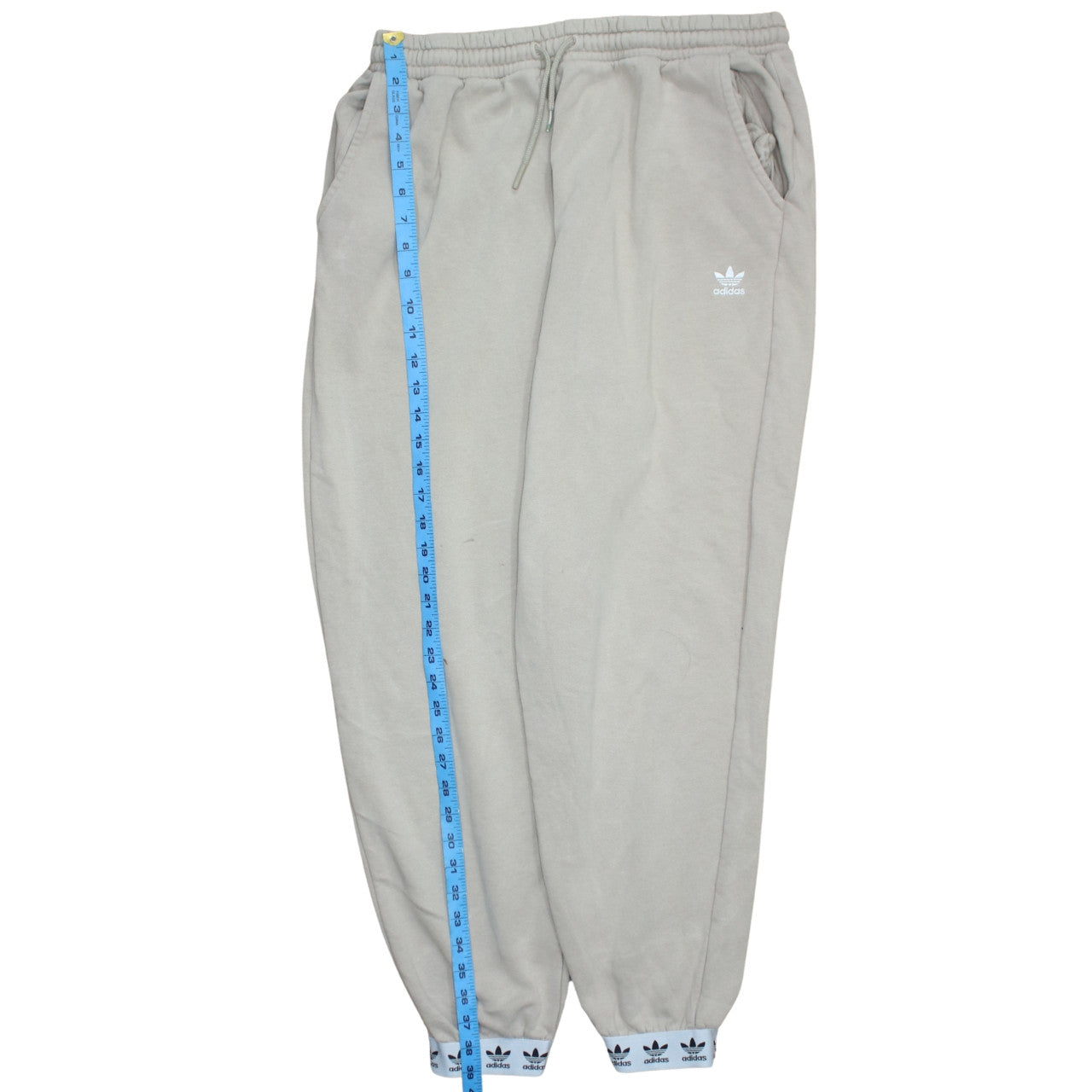 Adidas Womens Beige Sweatpants Joggers Size 16 Elastic Waist Lined Tapered