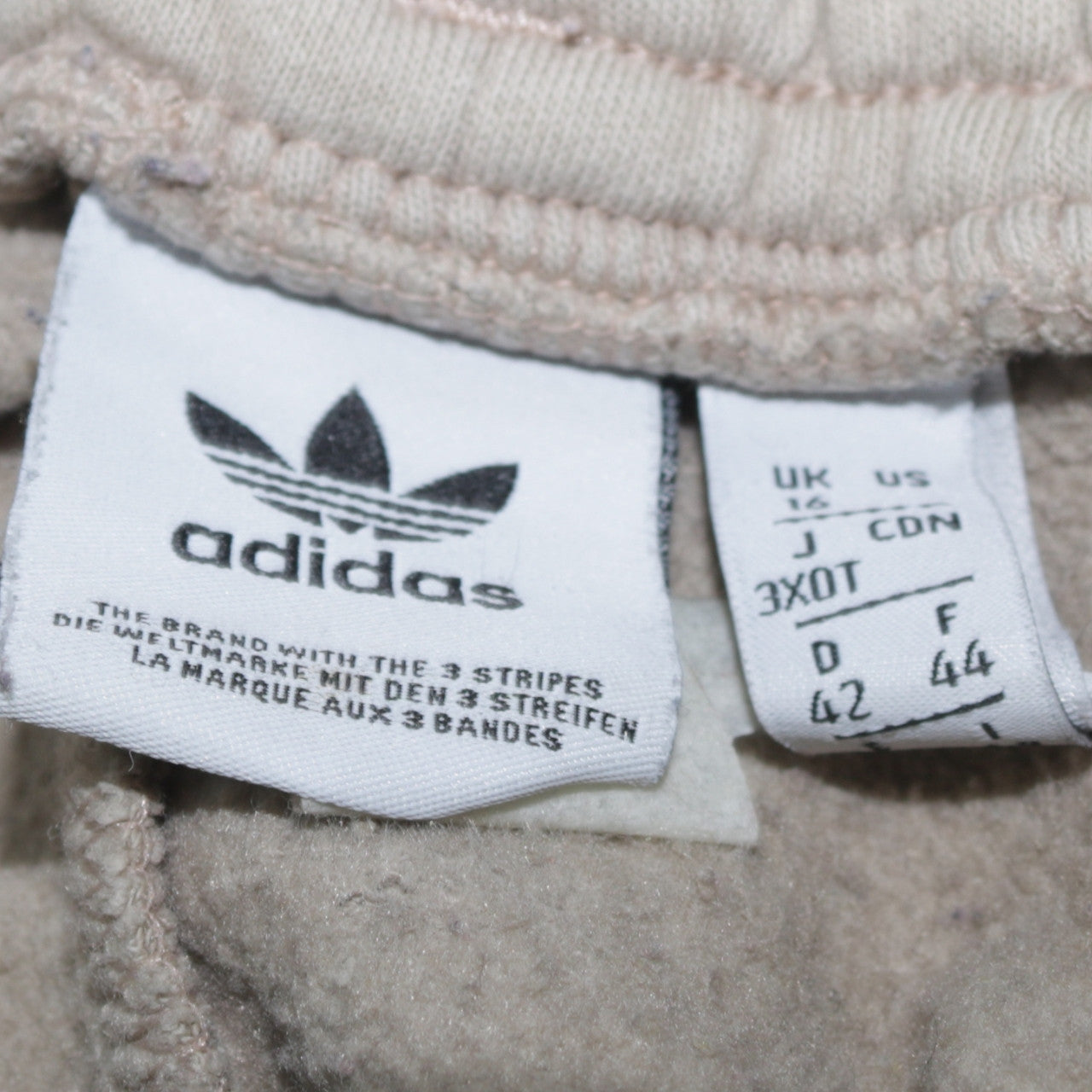 Adidas Womens Beige Sweatpants Joggers Size 16 Elastic Waist Lined Tapered