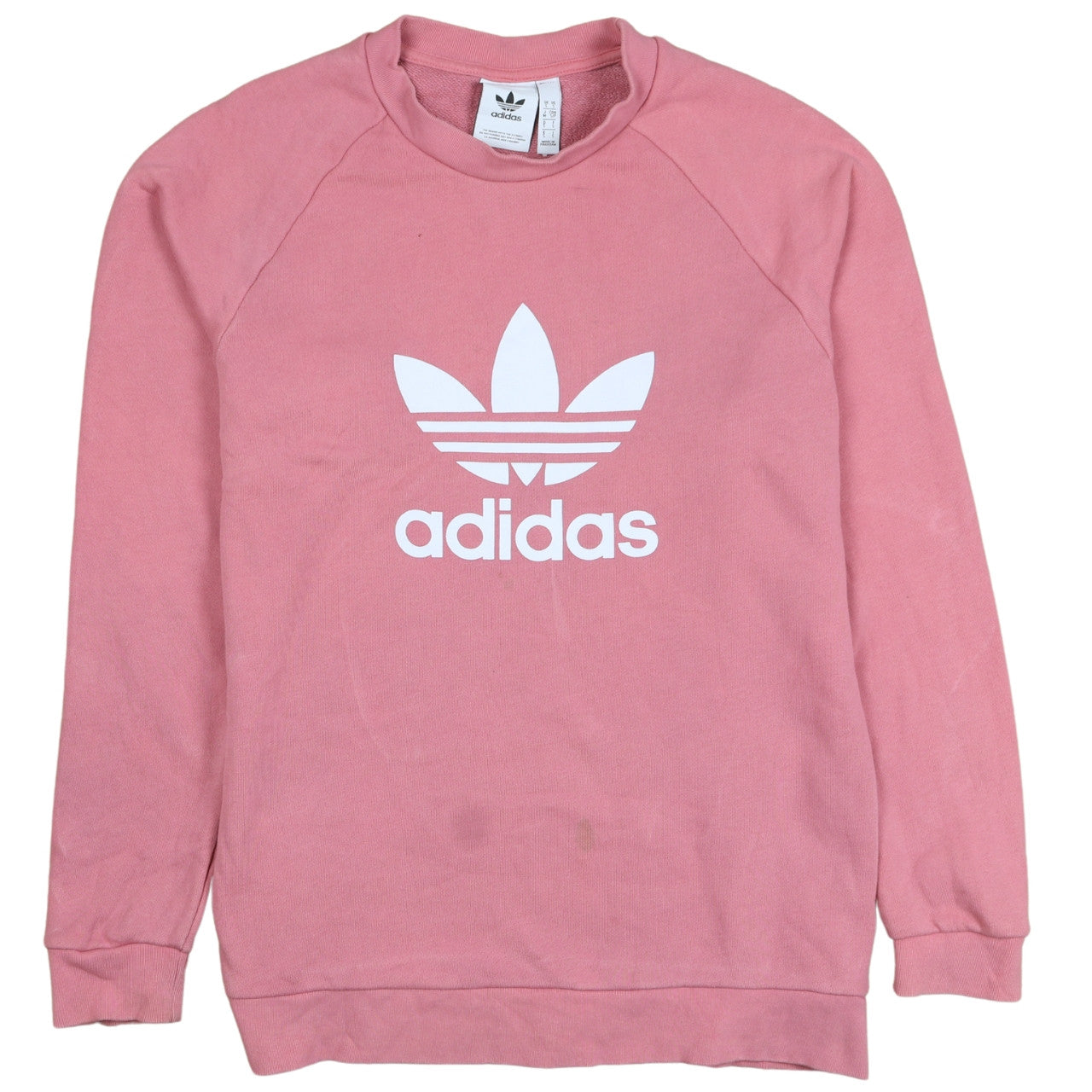 Adidas Womens Pink Crew Neck Sweatshirt Size S Cotton Logo Pullover