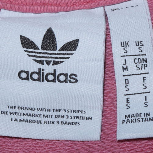 Adidas Womens Pink Crew Neck Sweatshirt Size S Cotton Logo Pullover