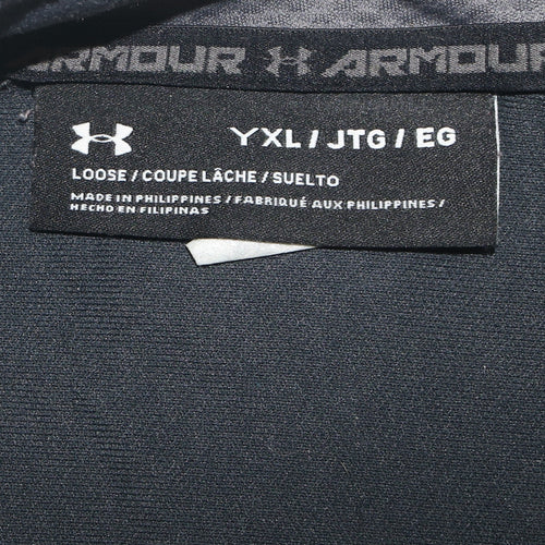 Under Armour Boys Black YXL Full Zip Sweatshirt Athletic Loose Fit