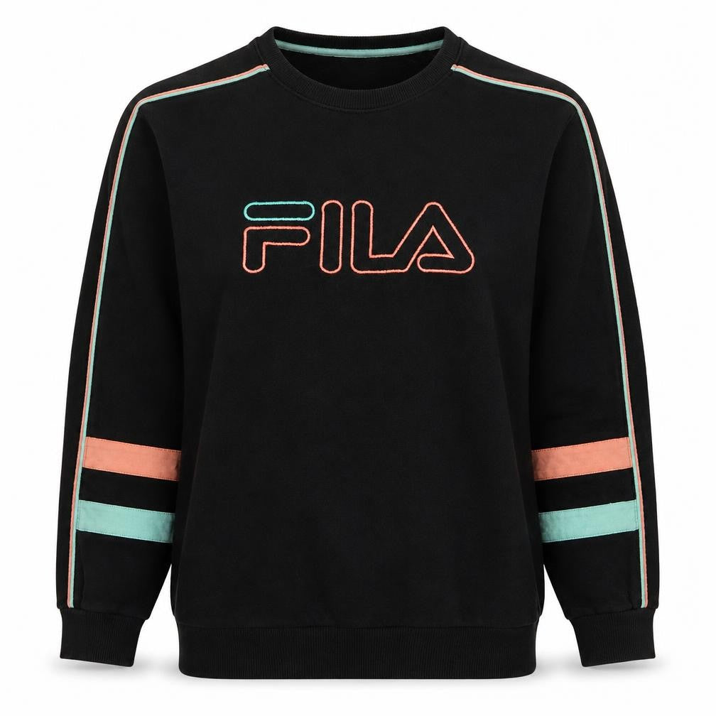 Front view of Fila Women's Black M/12 Logo Pullover Sweatshirt