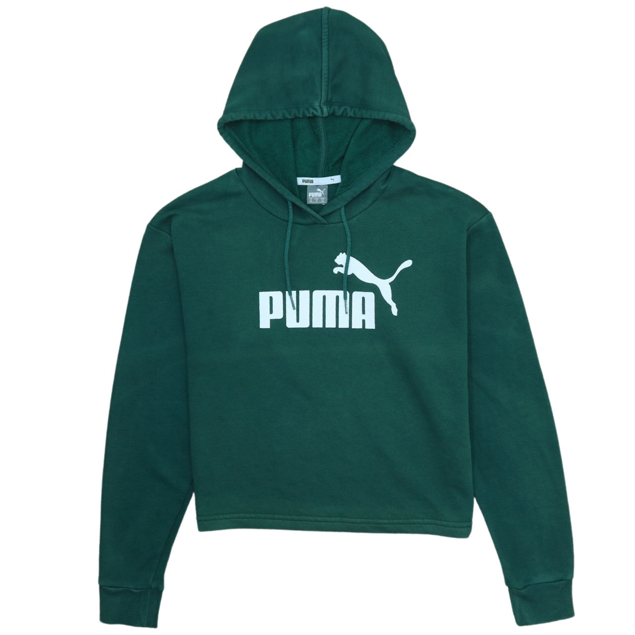 Puma Womens Green XS Pullover Hoodie Sweatshirt Logo Print