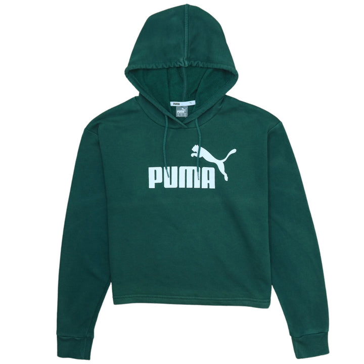 Puma Womens Green XS Pullover Hoodie Sweatshirt Logo Print