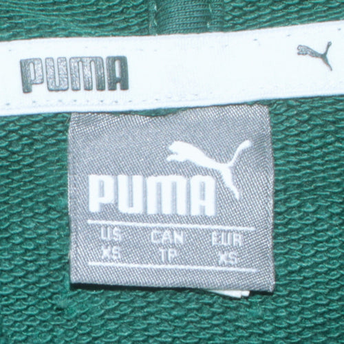 Puma Womens Green XS Pullover Hoodie Sweatshirt Logo Print