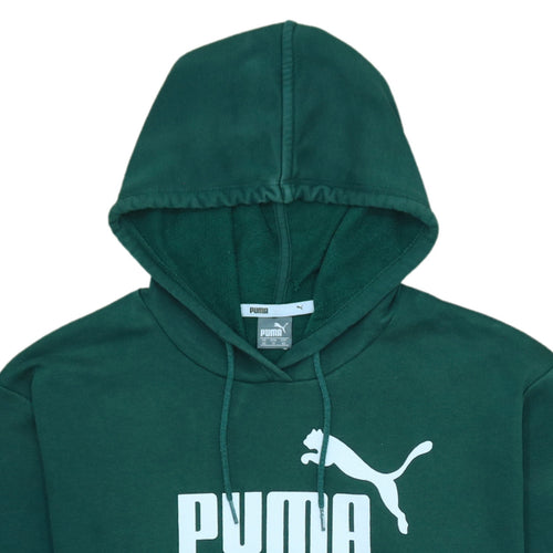 Puma Womens Green XS Pullover Hoodie Sweatshirt Logo Print