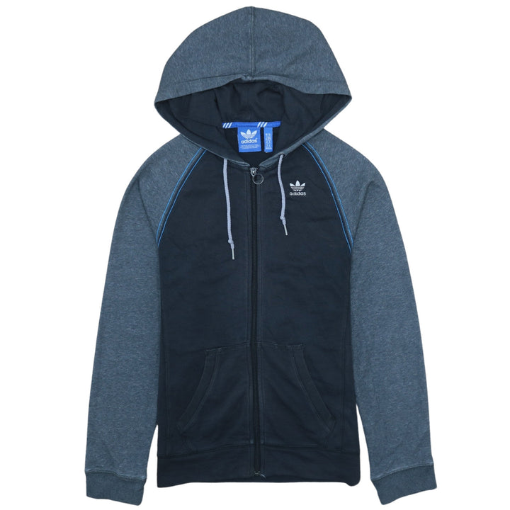 adidas Mens Blue Full Zip Hoodie XS Logo Graphic Sportswear