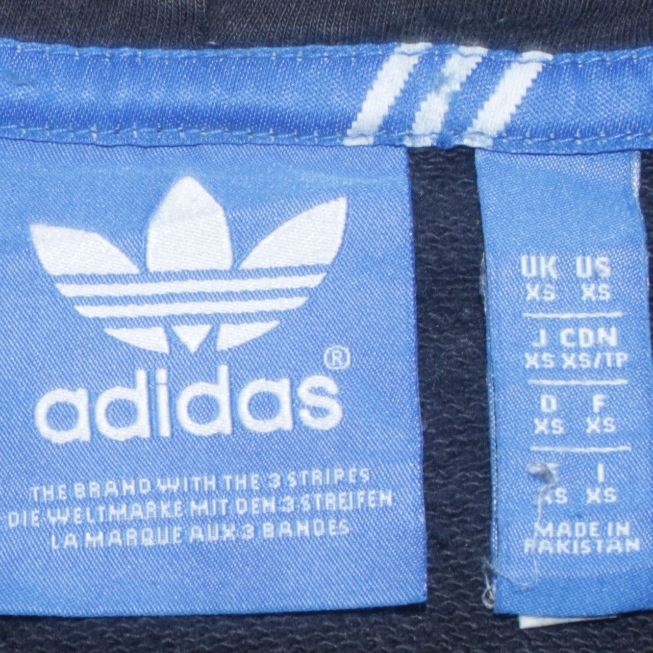 adidas Mens Blue Full Zip Hoodie XS Logo Graphic Sportswear