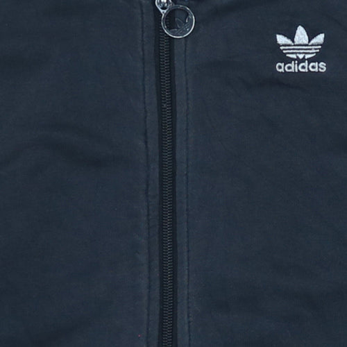 adidas Mens Blue Full Zip Hoodie XS Logo Graphic Sportswear