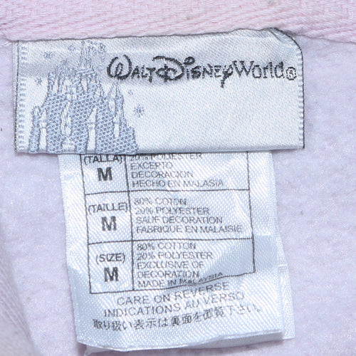 Walt Disney World Women Pink Pullover Hoodie M Cotton Blend Classic Style