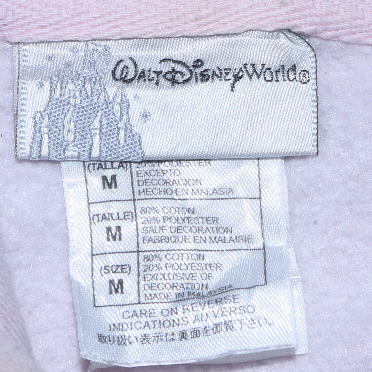 Walt Disney World Women Pink Pullover Hoodie M Cotton Blend Classic Style