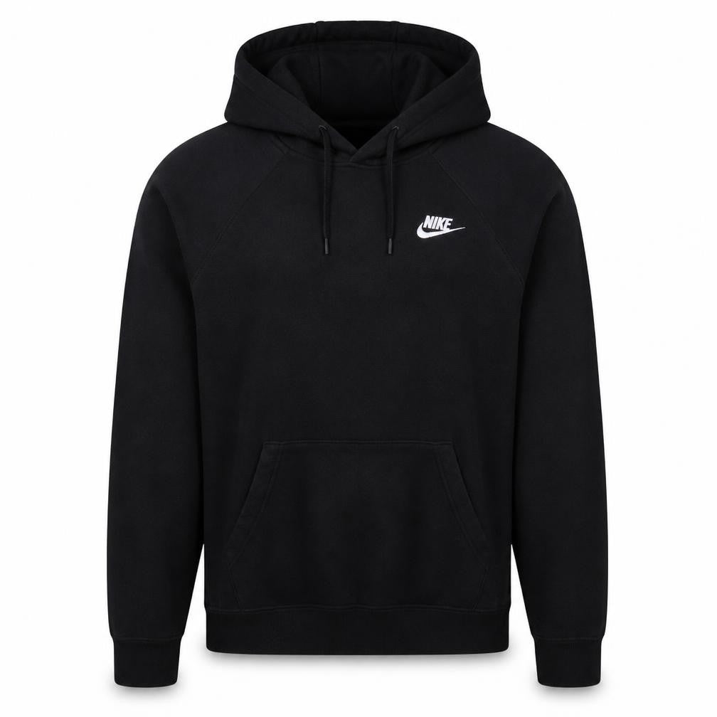 Front view of Nike Men's Black Pullover Hoodie, size S, Lightweight Fleece