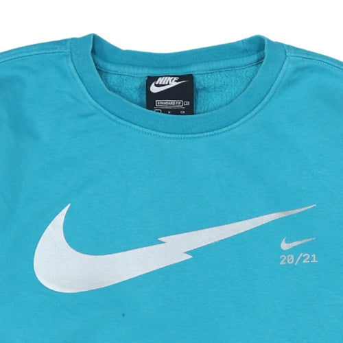 Nike Women’s Blue Crew Neck Pullover Sweatshirt Size S 80s Logo Style