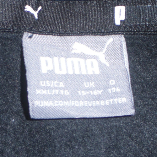 Puma Boys Black Pullover Hoodie Size 15-16 Years Classic Logo Sweatshirt
