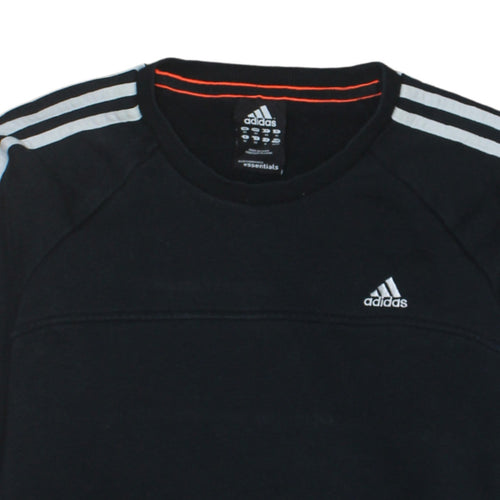 Adidas Men Black Medium Pullover Sweatshirt Crew Neck Fleece